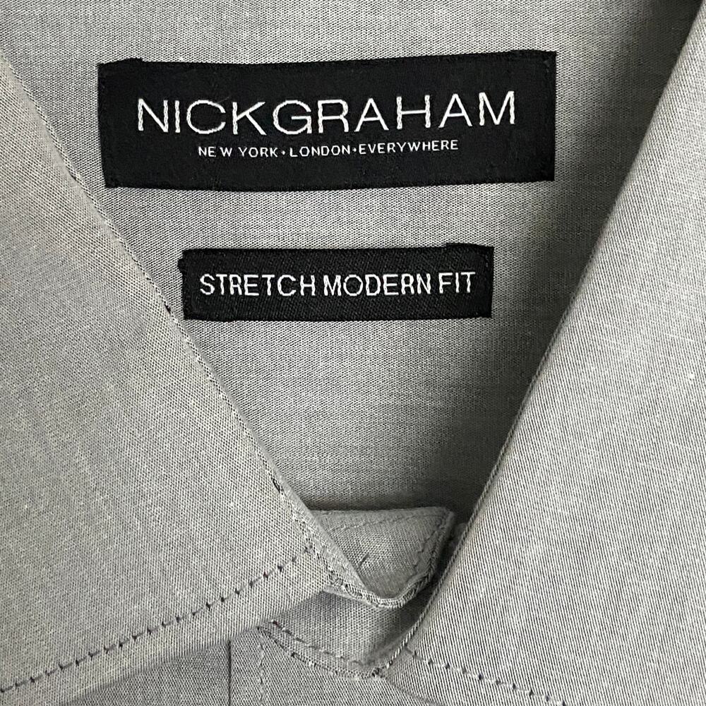 Nick Graham Men's 15.5 32/33 Modern Fit Dress Shirt Grey NEW - Picture 8 of 11
